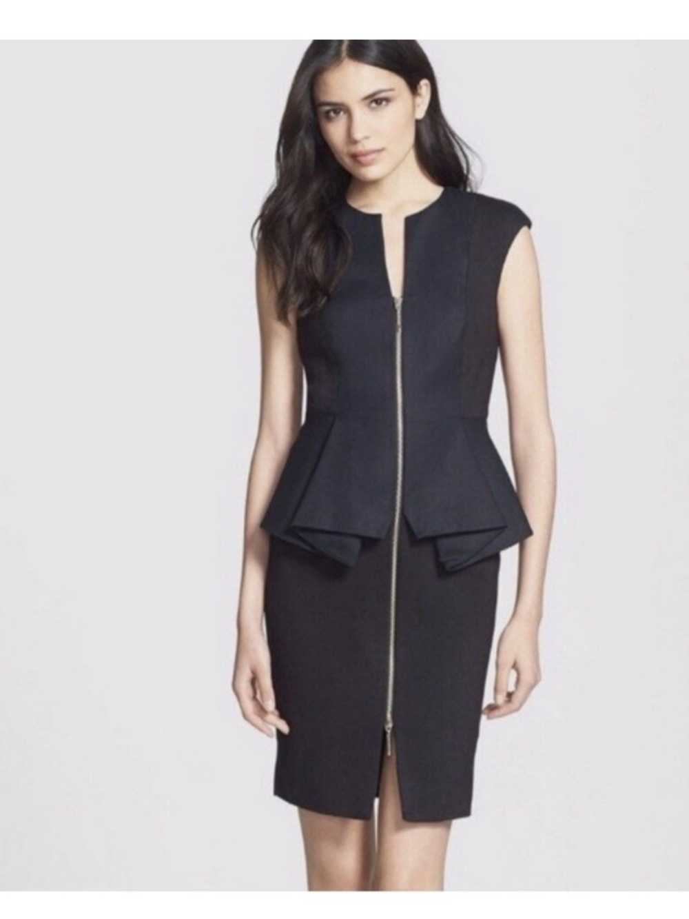 NWT Ted Baker Jamthum Structured Zip Detail Peplum Dress
